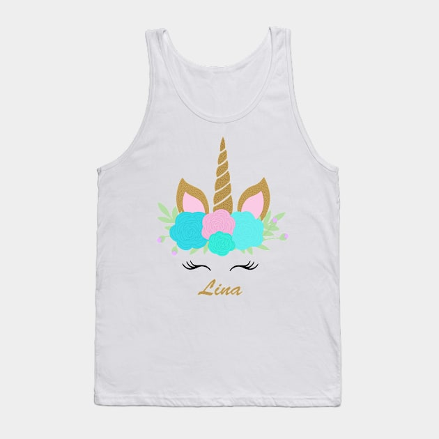 Unicorn Lina - Teal Tank Top by karlaestrada